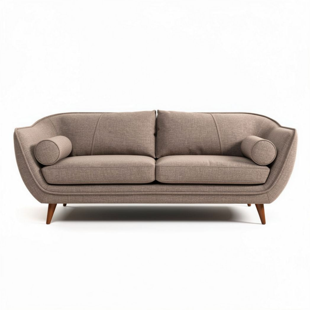 Stijlvolle bank van textiel in bruin met een afmeting van 200 x 85 x 75cm