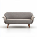 Tweed bank met houten poten in lichtgrijs 200 x 80 x 75cm