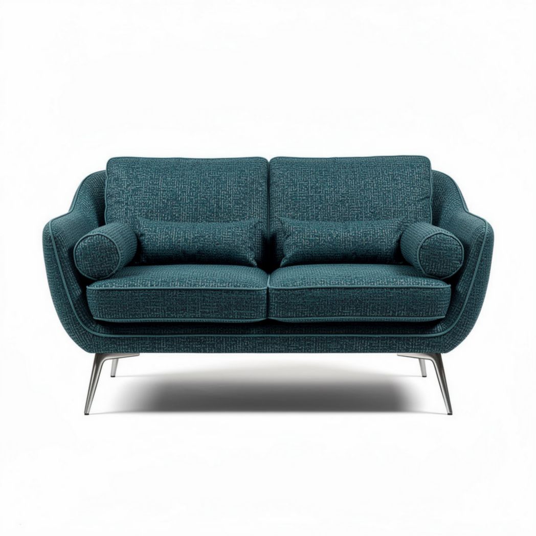Twee-zits bank van zacht textiel met metalen poten in groen 150 x 80 x 70cm