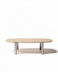 Ovale salontafel van hout met metalen poten 120 x 60 x 45 cm