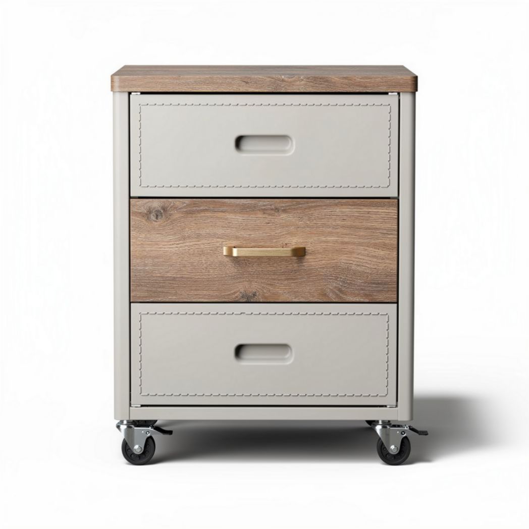 Berijkbaar bureaukast met houten blad en wielen 40 x 45 x 60cm grijs