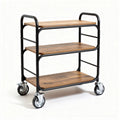 Servetta houten wandkar met 3 planken en metalen frame 90 x 45 x 85cm