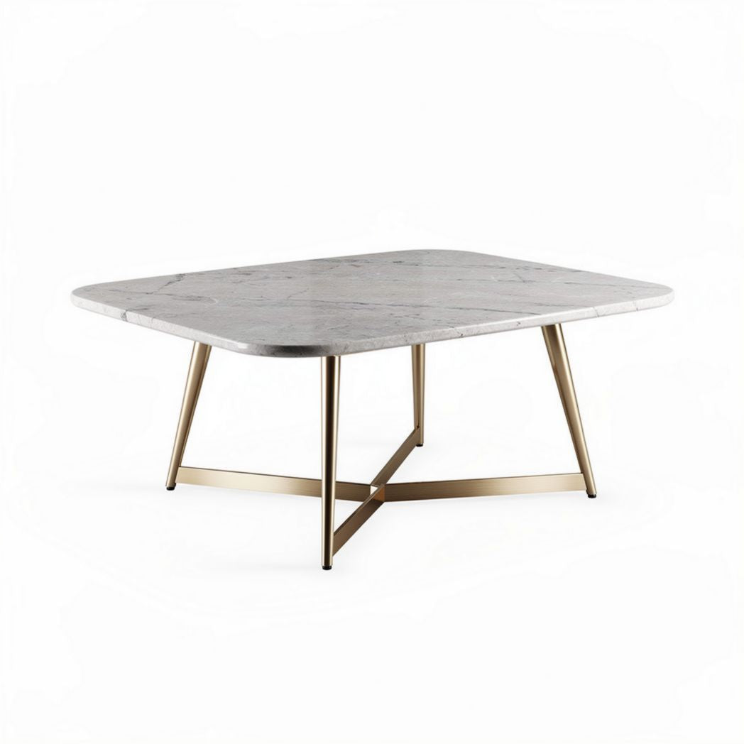 Marmeren salontafel met gouden metalen poten 120 x 80 x 45cm