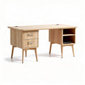 Houten bureau met lade en open opbergruimte 120 x 60 x 75cm naturel