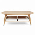 Eikenhouten salontafel met onderblad en twee opbergdozen 120 x 60 x 40cm