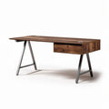 Houten bureau met metalen poten en lade afmetingen 150 x 60 x 75cm