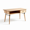 Houten bureau met lade en open vak 120 x 60 x 75 cm naturel eiken